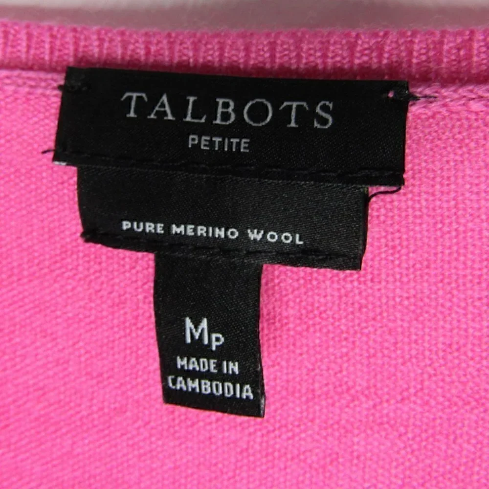 Talbots - Marino Wool Pink Long Sleeve Sweater - Medium Petite - Picture 3 of 5